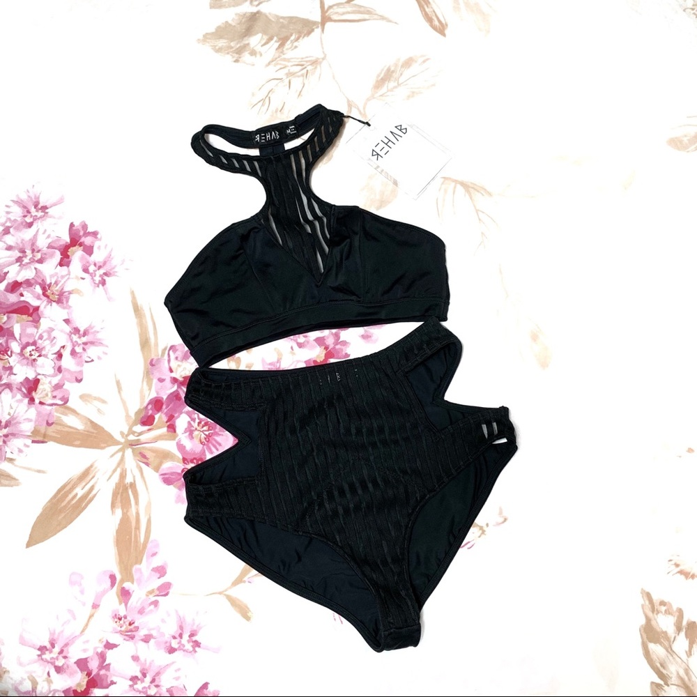 NEW Rehab Black Bikini Set Medium